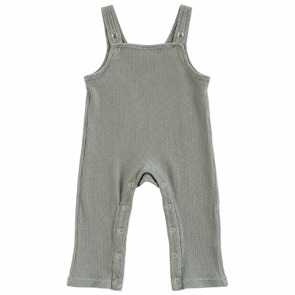 Angel Dear Waffle Knit Baby Overalls - 6-12M minimalist neutral